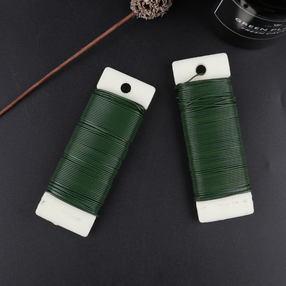 4 Pack 07mm Green Floral Wire Rolls for Christmas Wreath Crafts