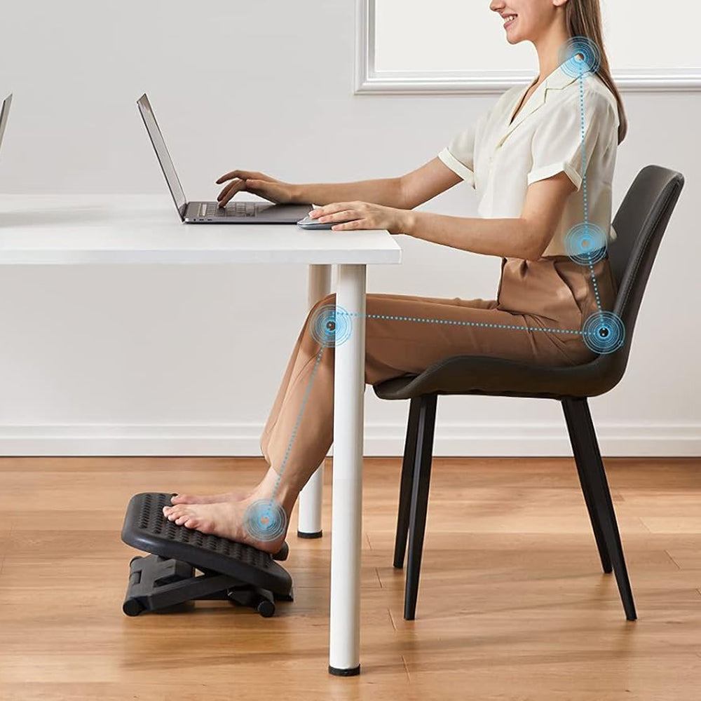 Adjustable Under Desk Footrest Foot Stool Under Desk with 3 Height Position