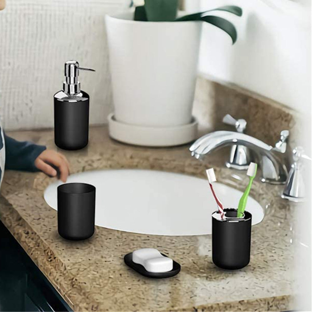 6 Piece Bathroom Accessories Set Soap Dish Soap Dispenser Toothbrush Holder Toilet Brush Trash Bin