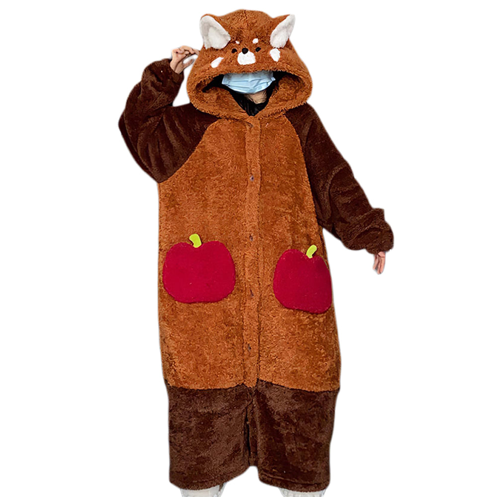 Hooded Plush Onesie Pajamas for Women Winter Sleepwear with Pockets