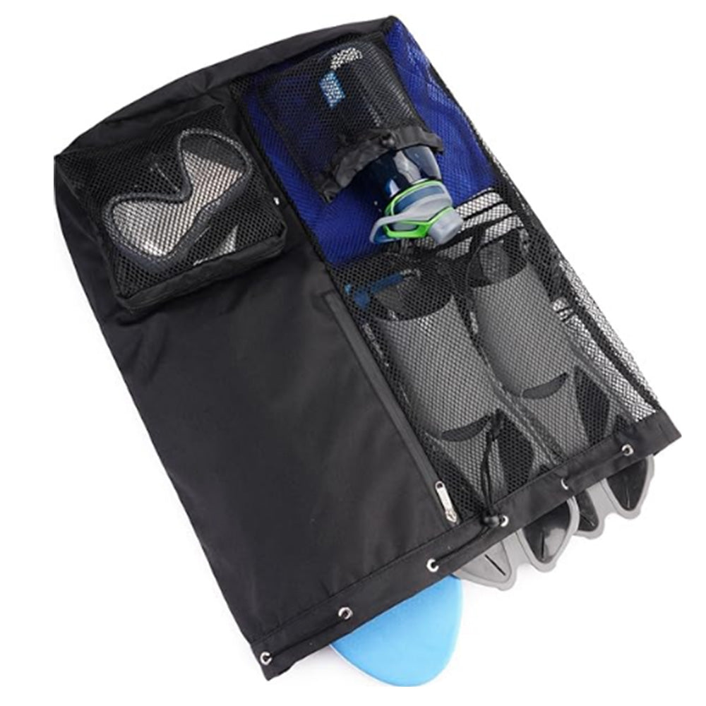 Drawstring Backpack Mesh Beach Backpack Portable Swim Gym Bag Travel Rucksack