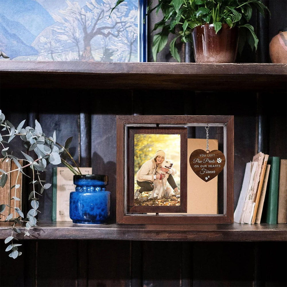 2Pcs Pet Rotating Wooden Photo Frame for 4x6-inch Photo