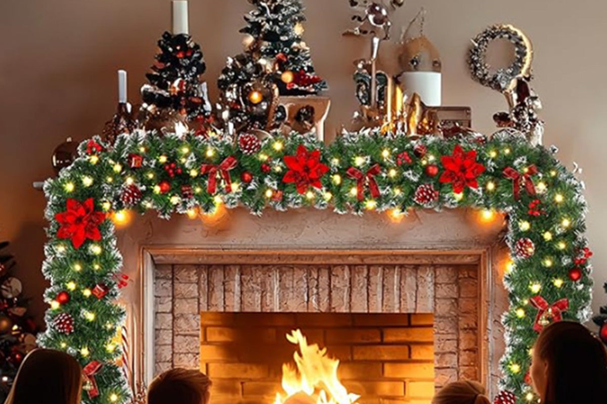 2.7M Christmas Garland Artificial Rattan Decoration With 50 LED Lights For Home Outdoor