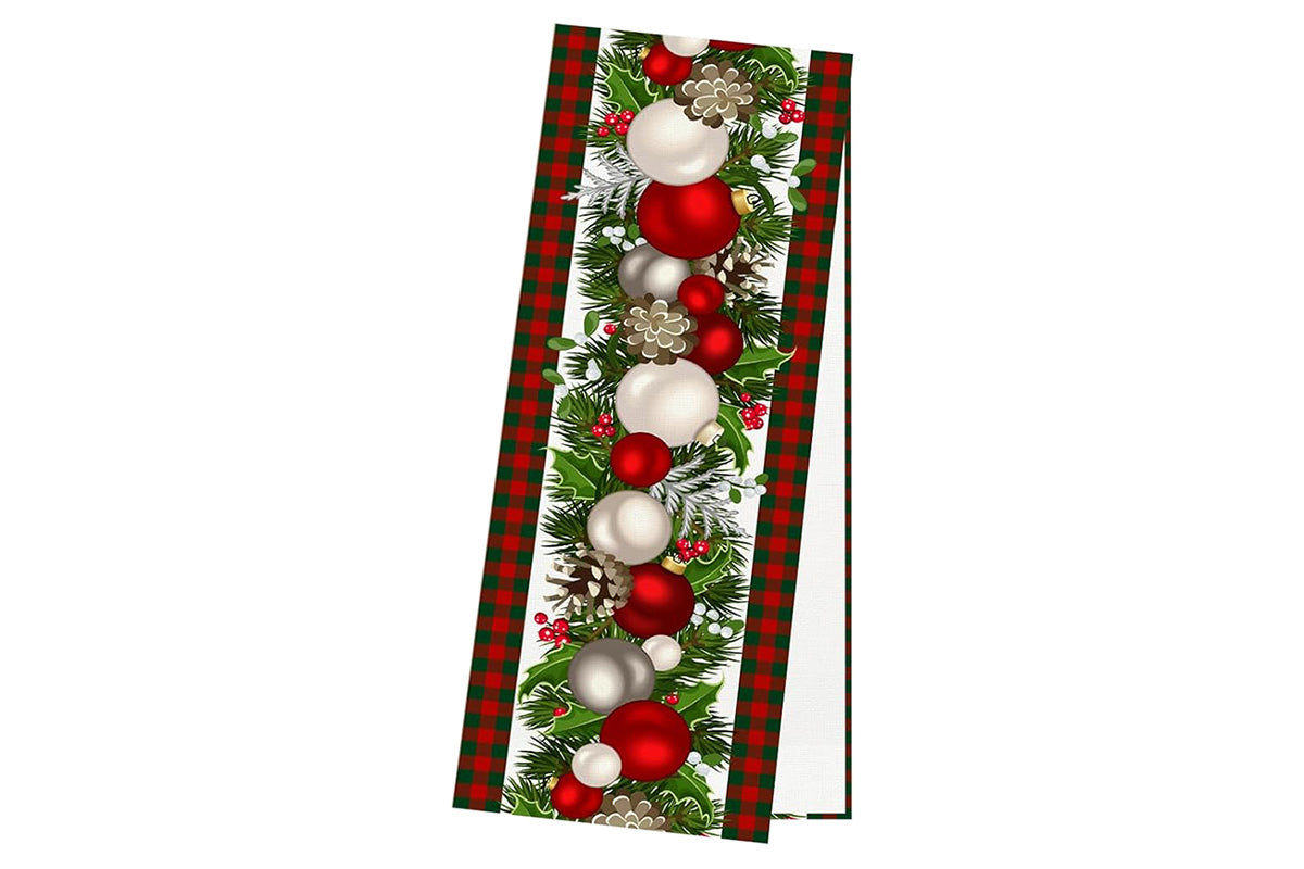 Linen Christmas Table Runner Long Farmhouse Holiday Home Kitchen Table Decorations