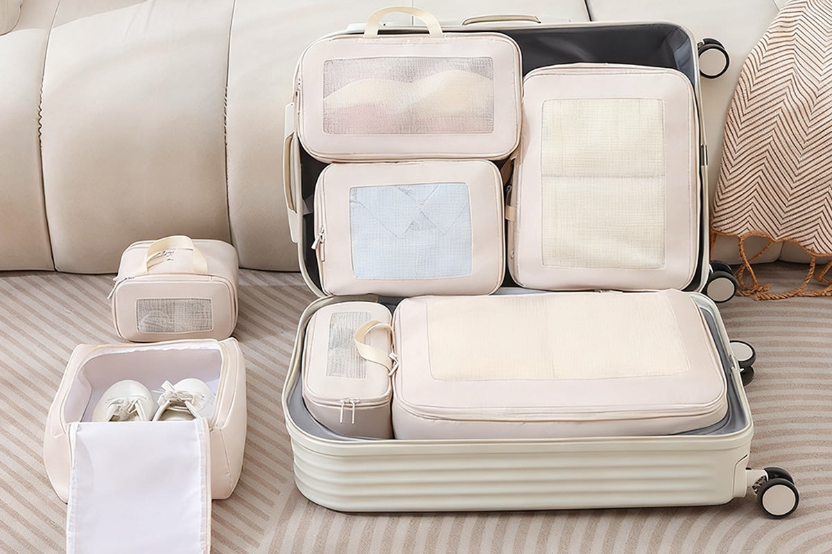 7Pcs Set Compression Packing Cubes Luggage Organizer Bags for Travel Suitcases