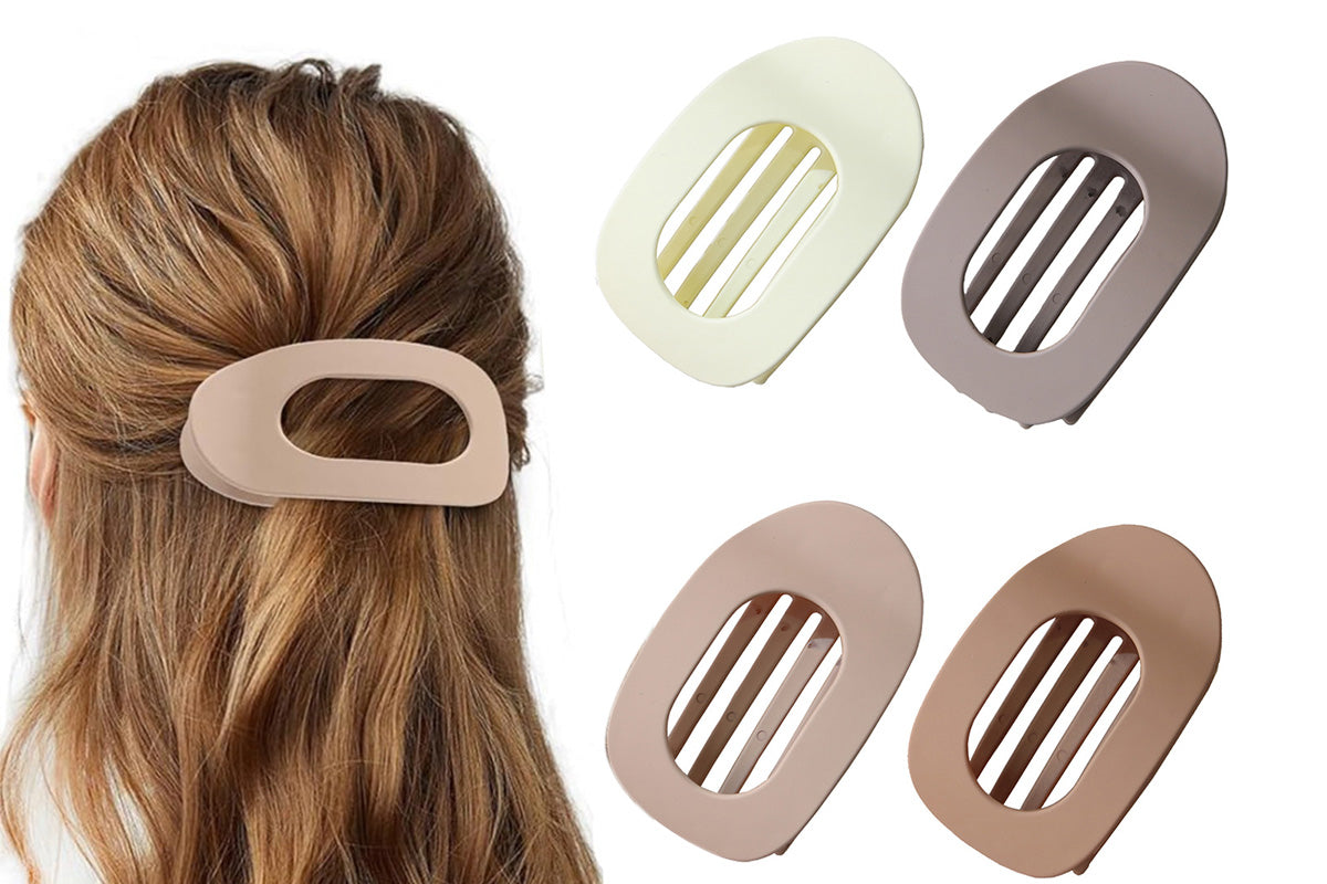 4-Piece Flat Hair Claw Clips Set for Women Strong Hold Styling