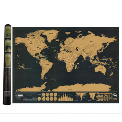 82x60CM/42x30CM Scratch Off Colored World Map with Scratch Accessories Kit-Continental Style