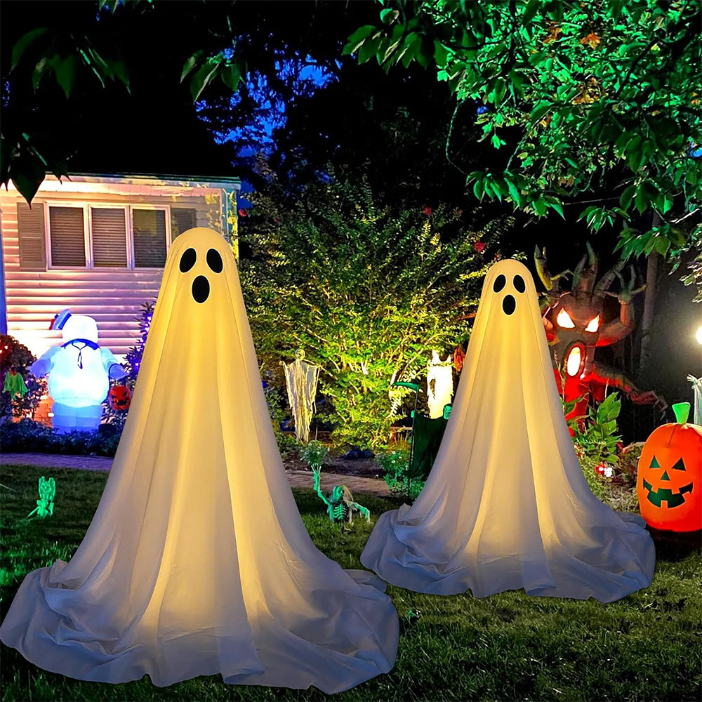 2Pcs Halloween Decoration Spooky Ghost Ornament with String Light
