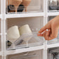 3 Tiers Foldable Stackable Shoe Organizer with Clear Door Plastic Shoe Rack