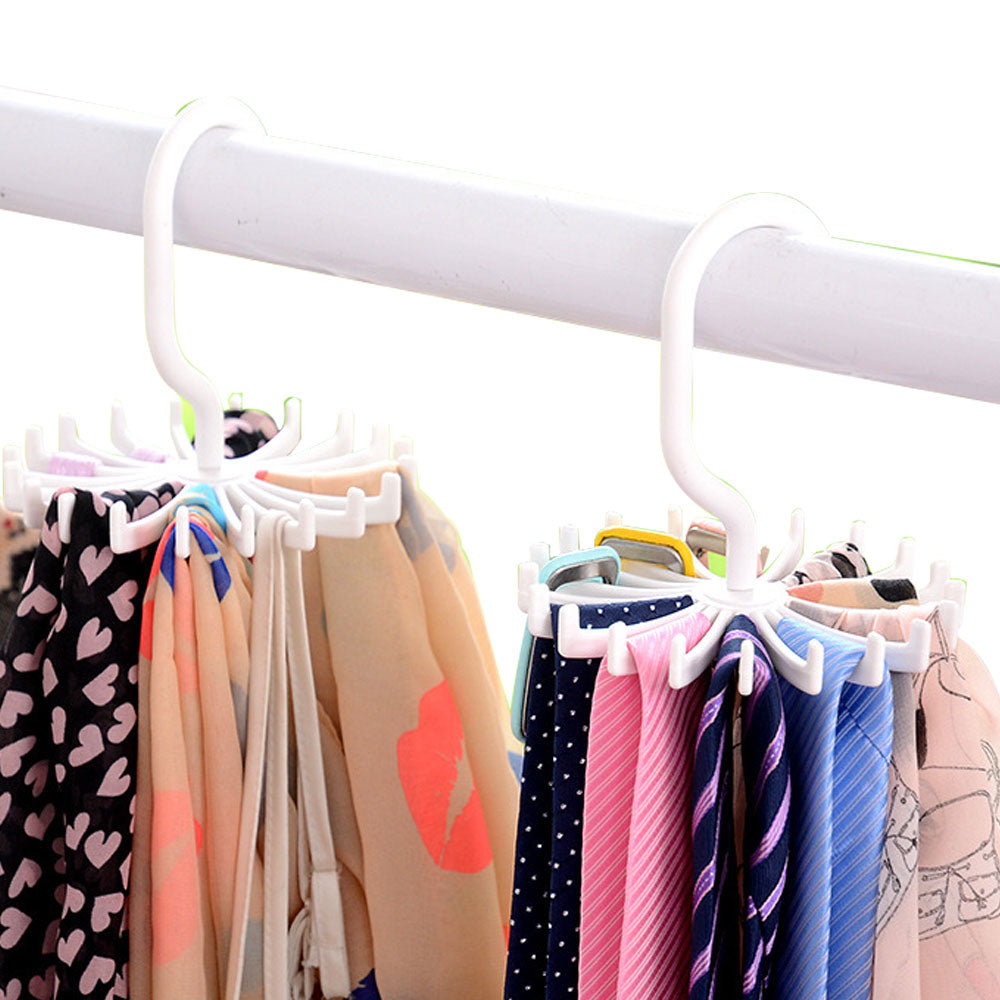 2Pcs 360-Degree Rotatable Hook Hanger Organizers Hanging Neck Tie Racks