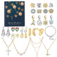 24PCS Christmas Jewelry Advent Calendar Bracelet Necklace Ring Earrings Set