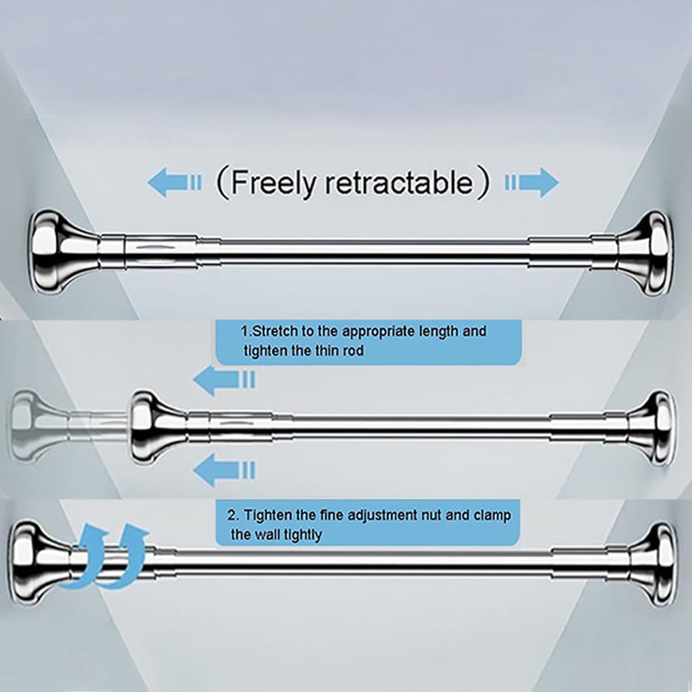 Adjustable Bathroom Curtain Rail Extendable Hanging Pole