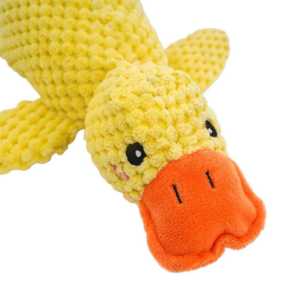 Yellow Stuffed Duck Dog Chew Toys Dogs Teeth Cleaning
