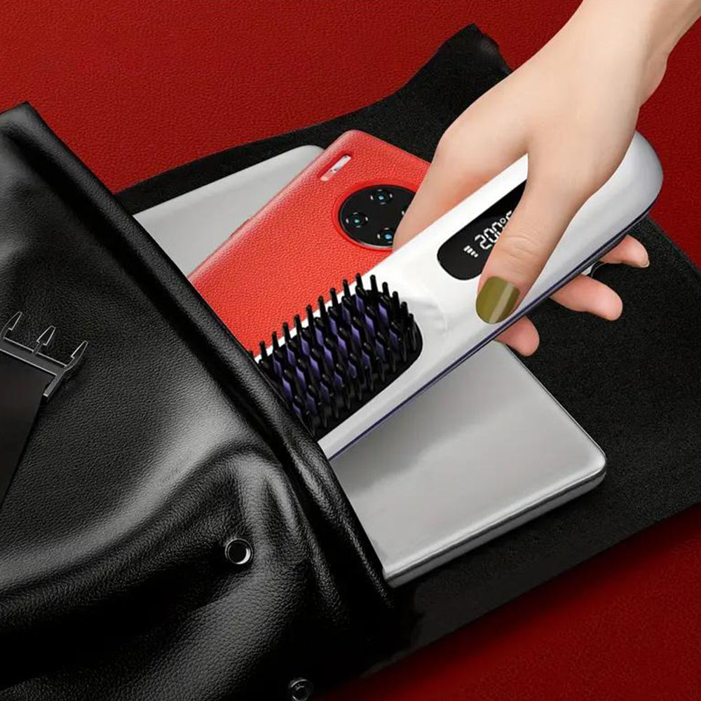 Portable Cordless Hair Straightener Comb with LED Display Negative Ion Heating