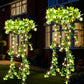 Solar Hanging Light with Artificial Green Vine Garden Decor Outdoor Hanging Solar Lamp Fake Trailing Plant Light for Patio Balcony