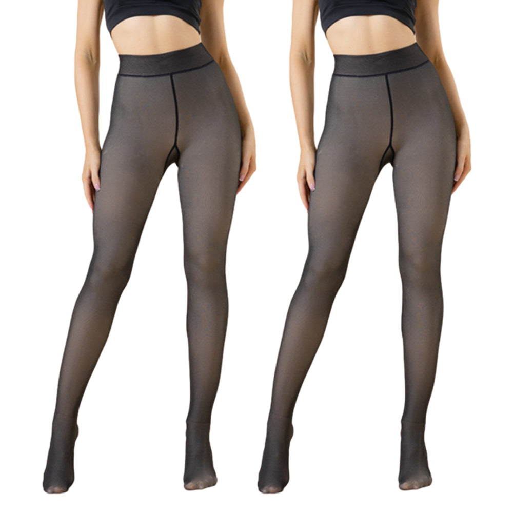 2Pcs Women Thermal Lined Translucent Pantyhose Tights Stockings