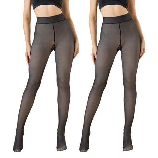 2Pcs Women Thermal Lined Translucent Pantyhose Tights Stockings