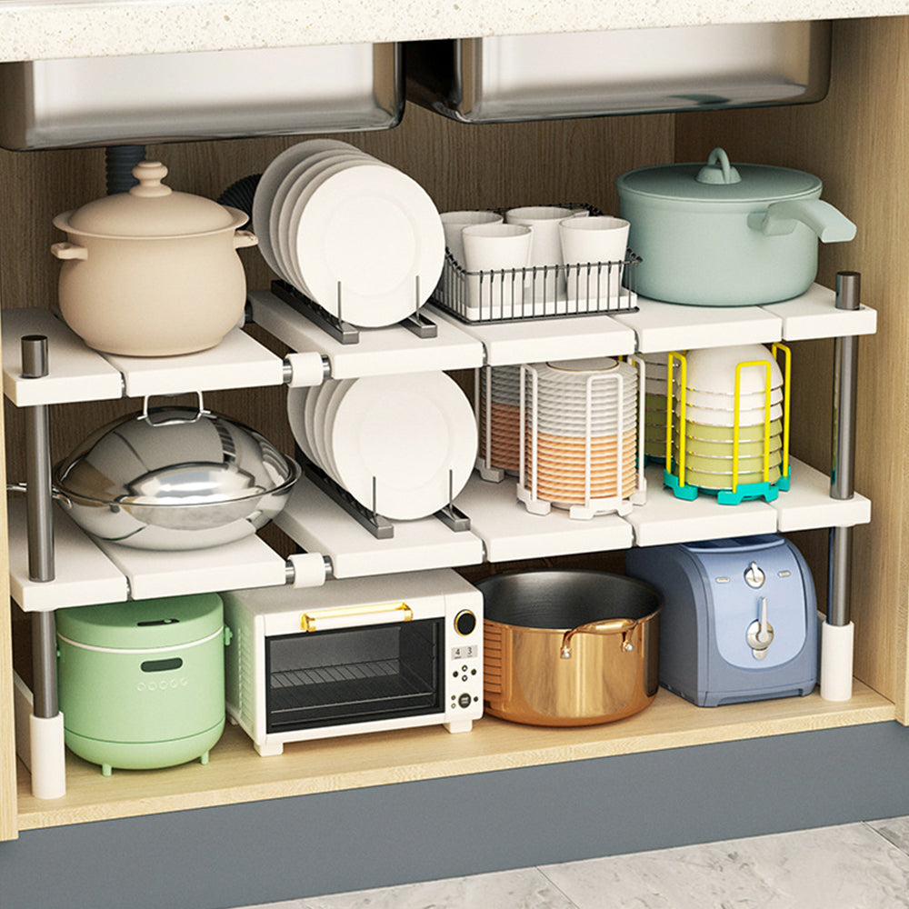Detachable and Adjustable Under Sink Organizer-Double Tires