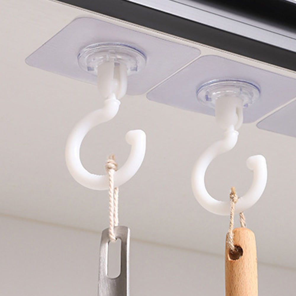 10 Pcs No Drill Ceiling Hooks 360 Degree Rotating Self Adhesive Hooks