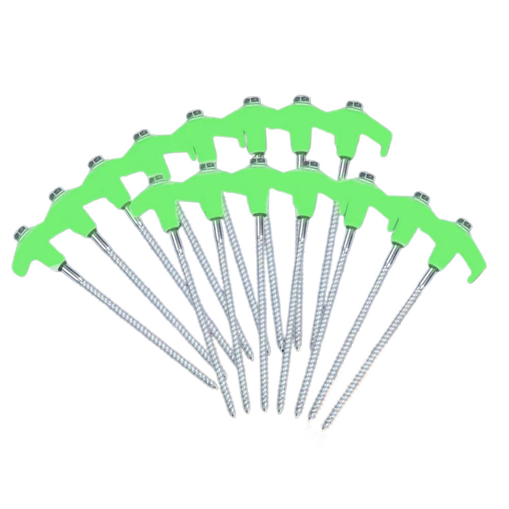15Pcs Heavy Duty Steel Screw Drill Camping Tent Pegs with Glow in the Dark Head
