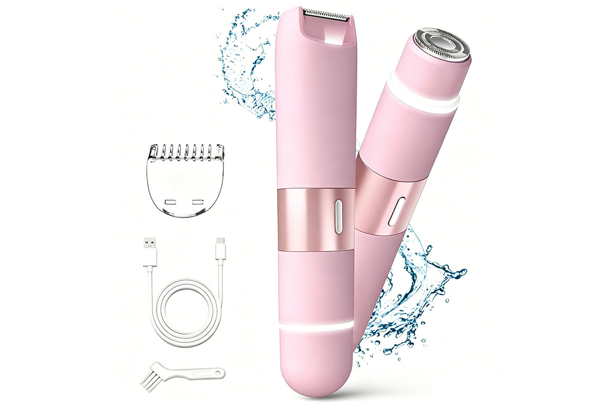 2-in-1 Women's Painless Electric Shaver with LED Light Guide Comb Rechargeable Hair Trimmer Wet & Dry Razor for Body