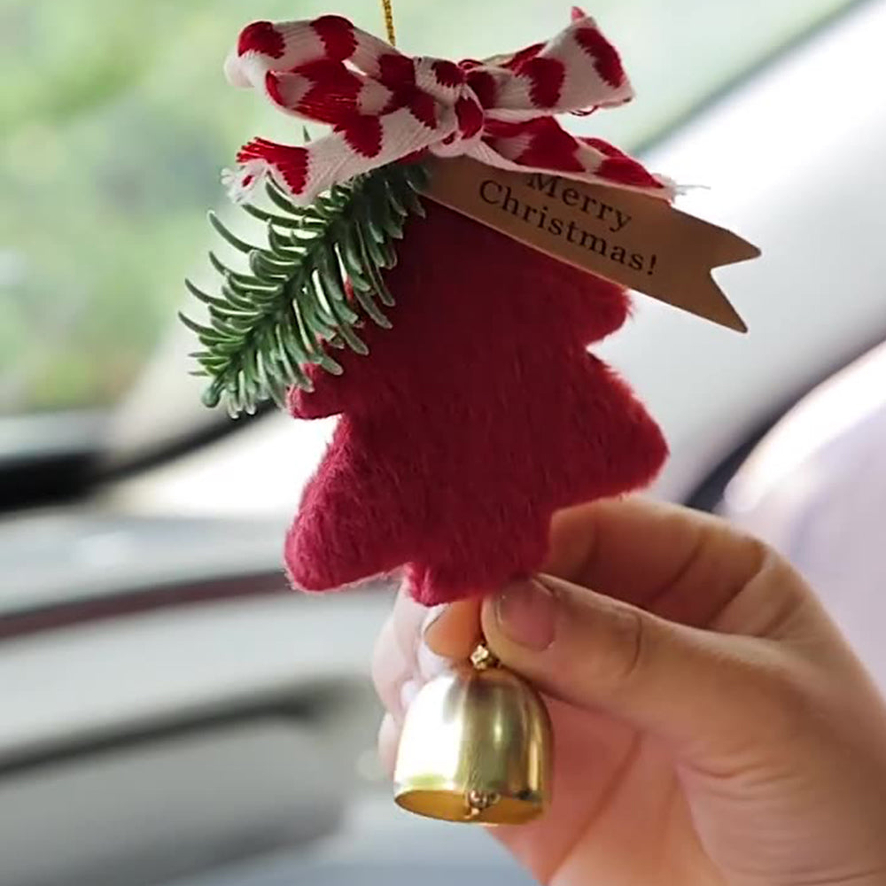 2Pcs 14x23CM Polyester Christmas Tree Toy With A Bell Christmas Bell Ornaments for Christmas Tree