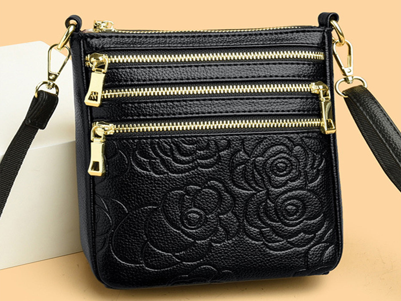 Genuine Leather Crossbody Shoulder Bag Multi-Compartment Water-resistant Handbag