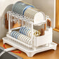 Two-Tier Carbon Steel Dish Drying Rack with Divided Storage