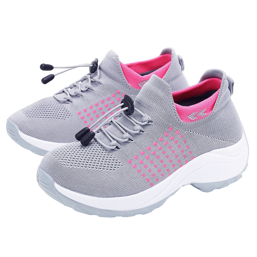 Breathable Stretch Mesh Slip On Walking Sneakers for Men and Women-Grey