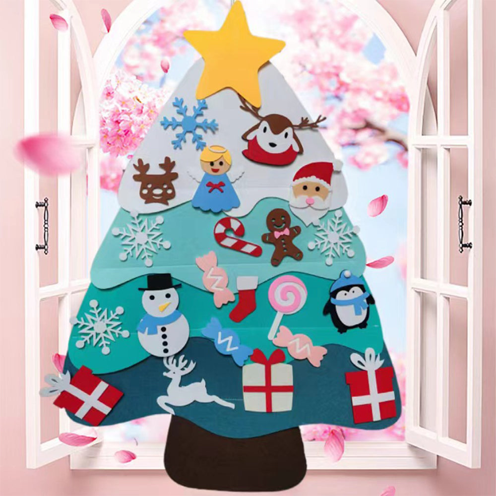DIY Felt Christmas Tree With Light Reusable Wall Hanging Ornaments