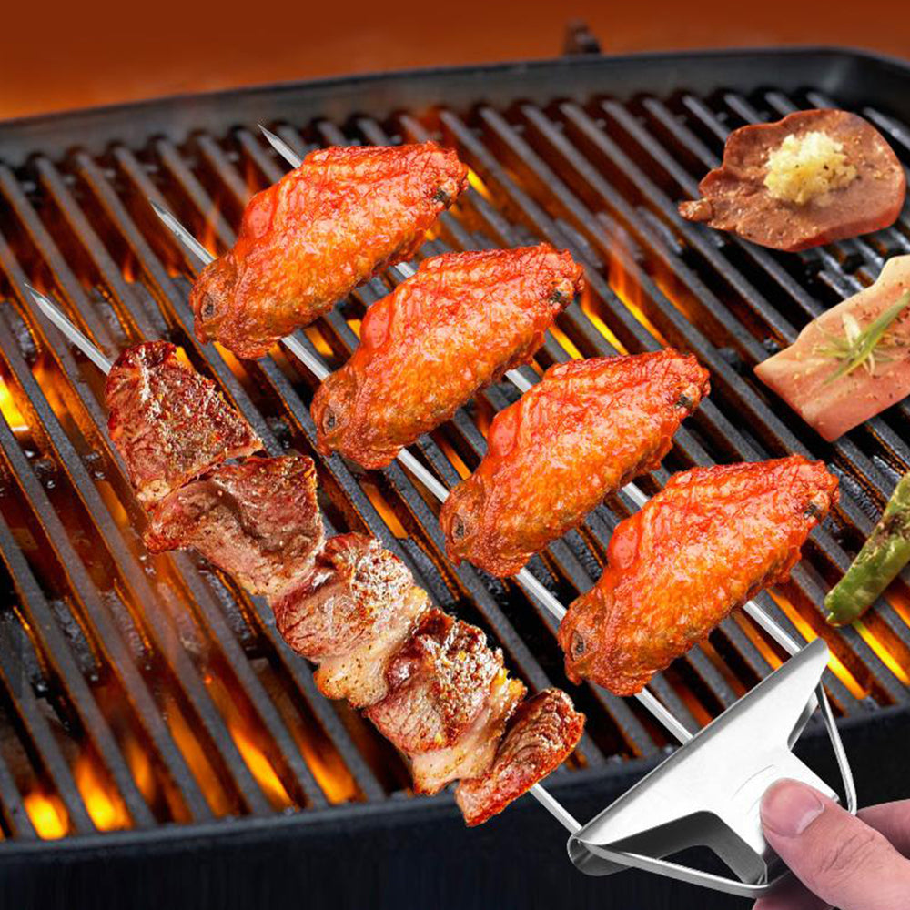4Pcs 3-Way Stainless Steel Grilling Sticks for BBQ Kebab