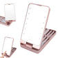 Compact LED Makeup Mirror with Cosmetic Brush and Holder