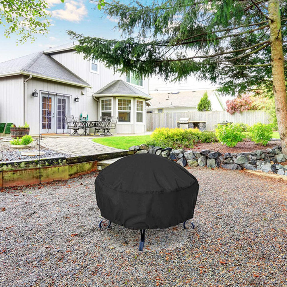 Outdoor Round Fire Pit Cover Waterproof Oxford Protector for Patio Use