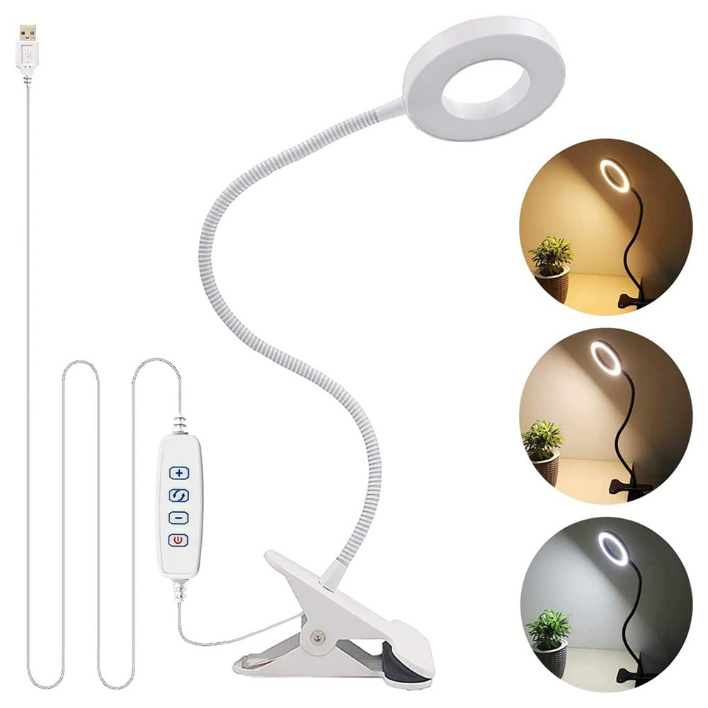 Desk Light USB LED Reading with Clip Dimmable Table Lamp Clip Bed Lamp