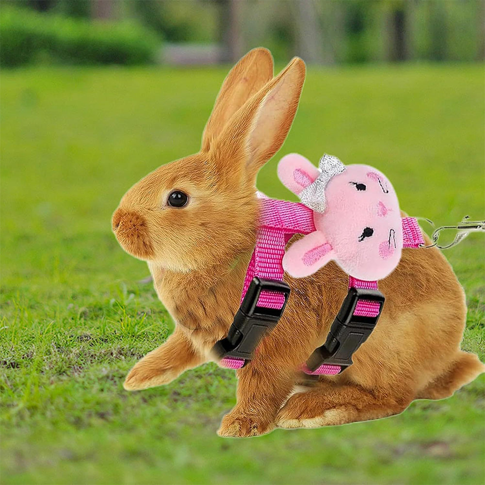 4Pcs Adjustable Rabbit Leash and Harness Set with Vest Style for Small Pets