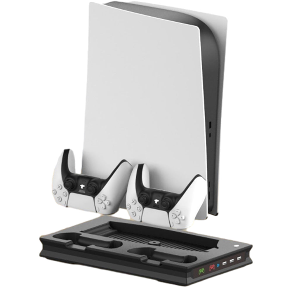 For PS5 Vertical Stand Cooling Fan with Dual Controller Charging Dock Station