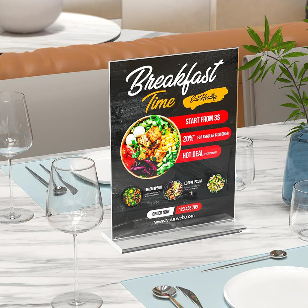 3 Pcs Acrylic Sign Holder Clear Menu Stand Vertical Flyer Display for Restaurants