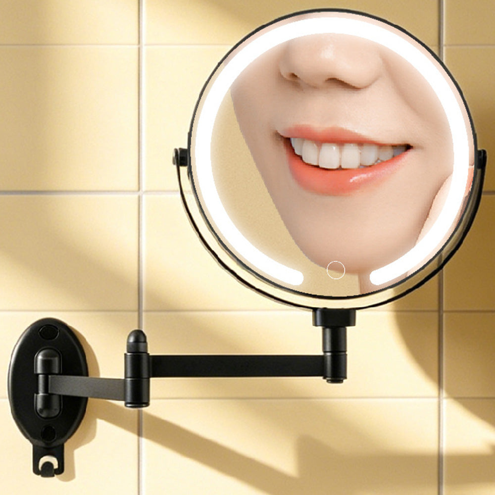 Extendable Wall Mounted LED Makeup Mirror with 7X Magnification and 3 Colors