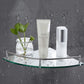 Glass Corner Bathroom Shelf with Stainless Steel Guard Rail