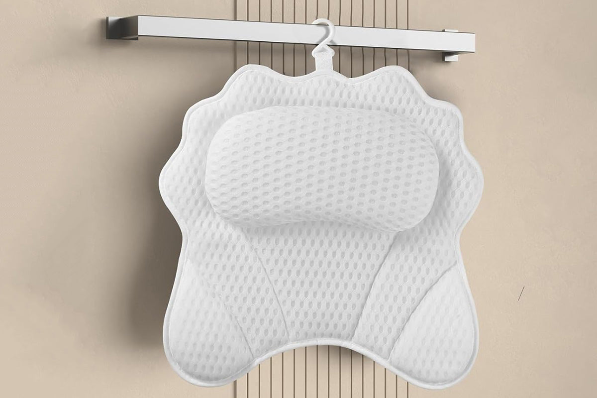 Bath Pillow with Headrest and 6 Suction Cups for Tub Support and Relaxation