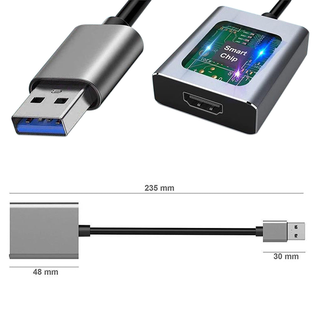 USB 3.0 To HDMI Adapter Multi-Monitor Cable HD Converter Cable For Windows 7 And Above