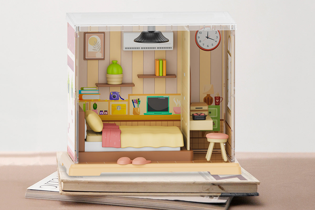 DIY Miniature Dollhouse Kit 3D Puzzle Dollhouse Toy with Dust Cover and Light