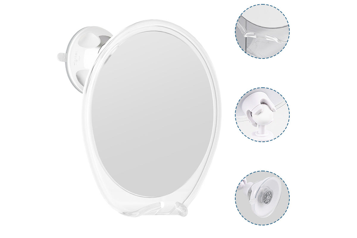 Suction Cup Fog-Free Shaving Mirror with Razor Holder No Drill