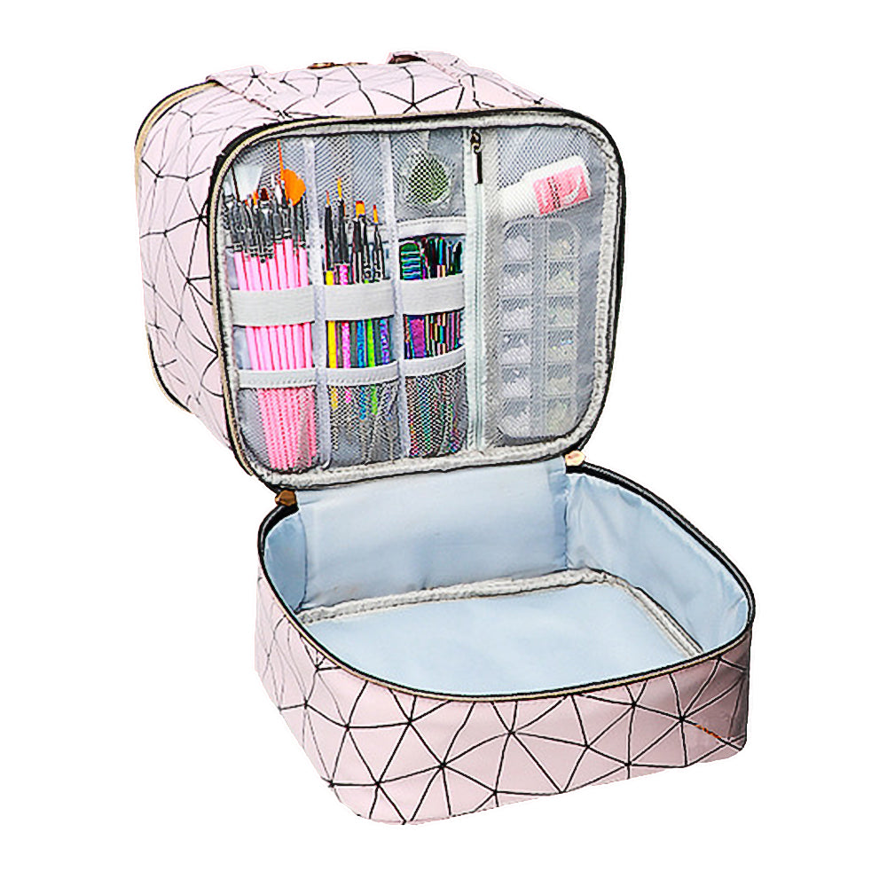 PU Double Layer Nail Polish Carrying Case Bag Holds 30 Bottles