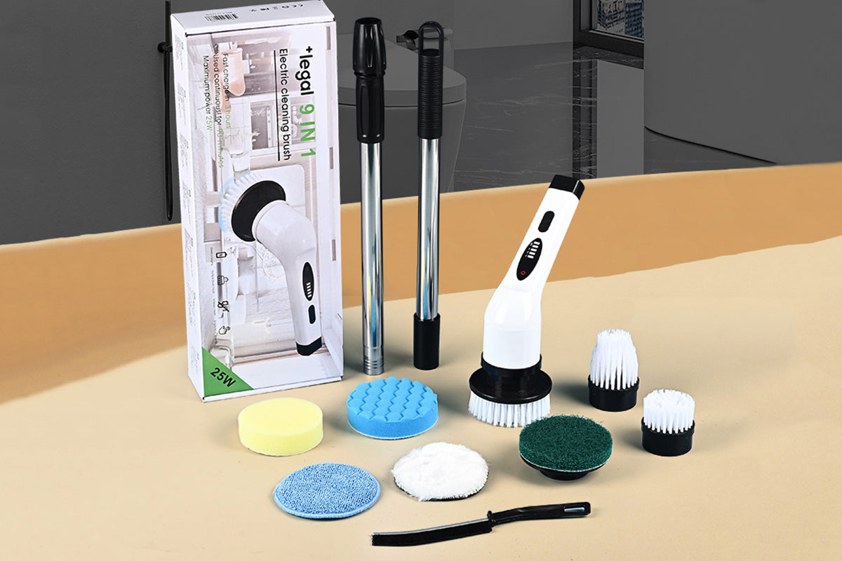 Electric Spin Scrubber Cordless Cleaning Brush Scrubber With 8 Replaceable Brush Heads