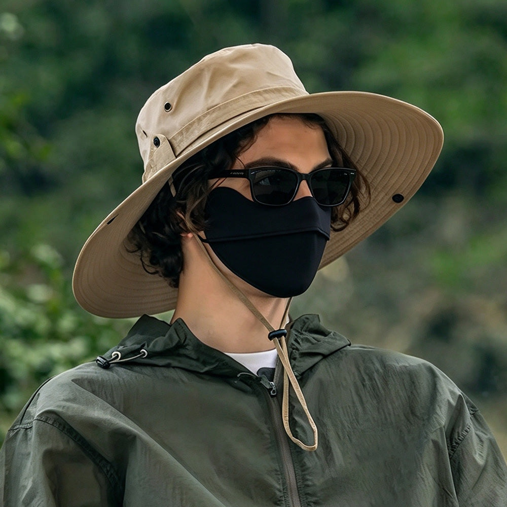 Foldable Wide Brim UV Sun Hat with Wind Strap for Fishing and Hiking