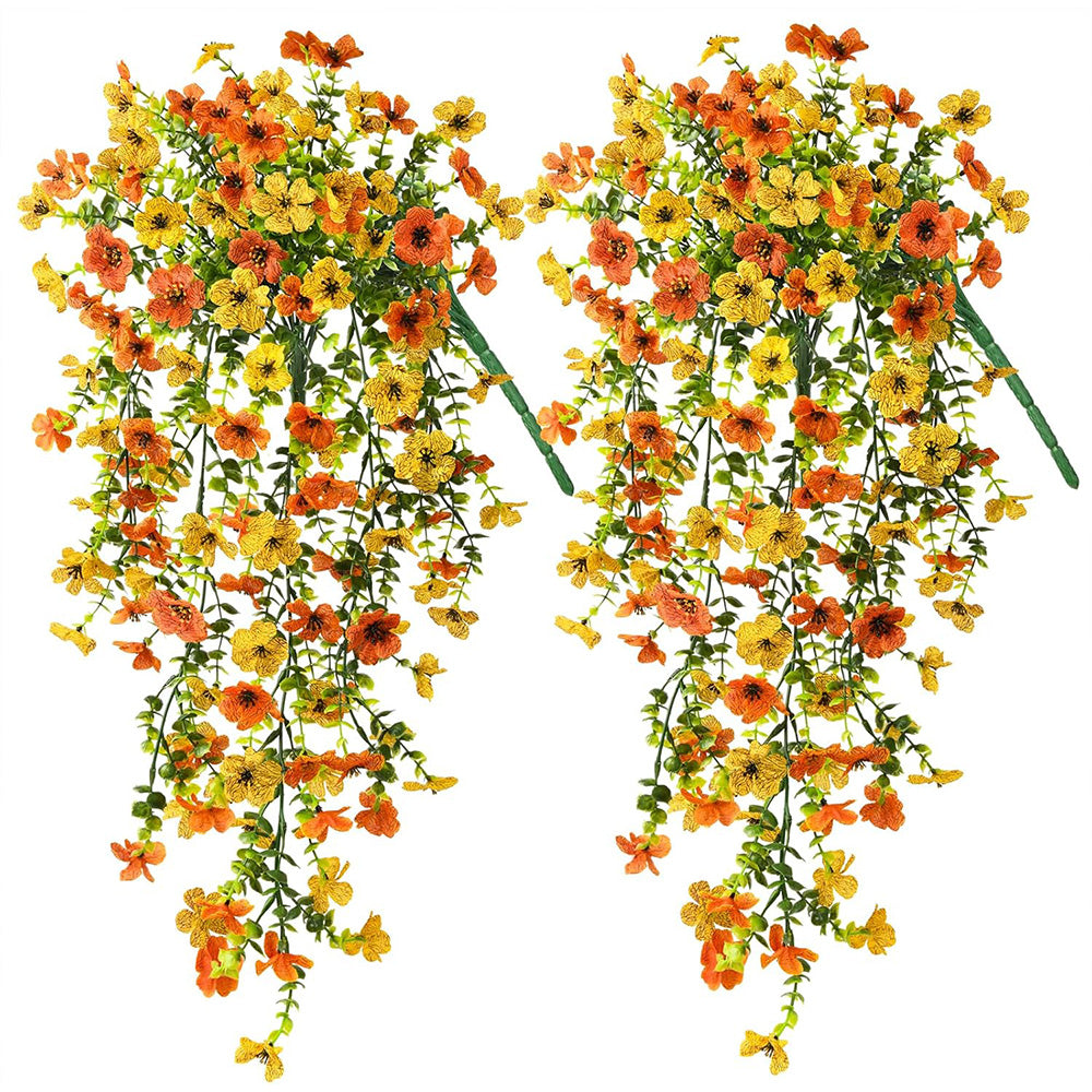 2Pcs Artificial Flowers Outdoor Hanging Faux Floral Decor for Planter Basket Window Box