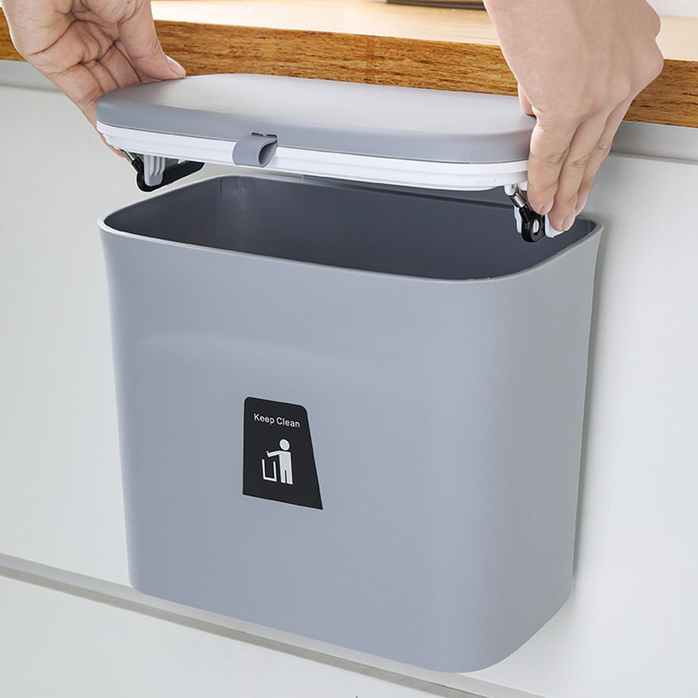 9L Kitchen Wall-Mounted Trash Can with Sliding Lid Seamless Sticker