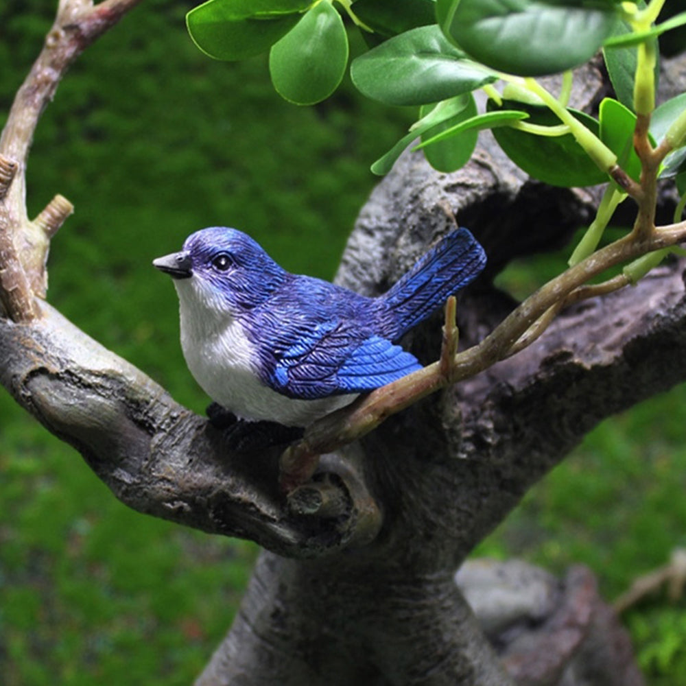 2Pcs Fairy Garden Miniature Mini Birds with Nest Figurines