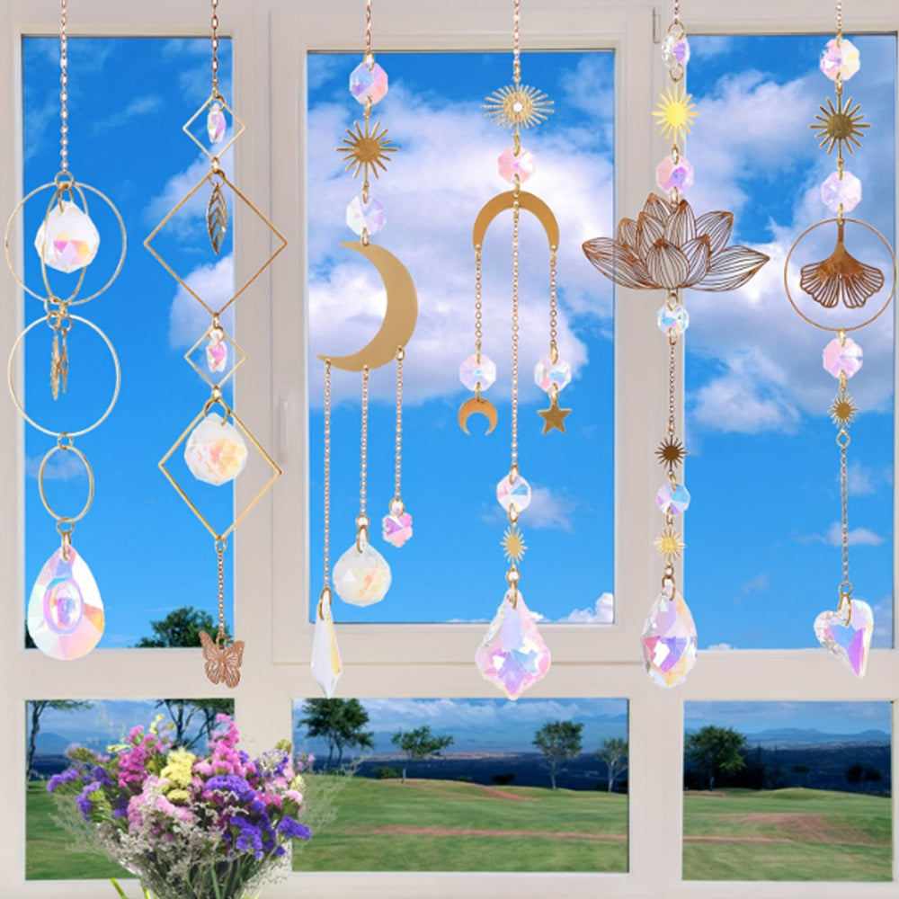 12Pcs Glass Sun Catcher Prism Hanging Kit with Chain